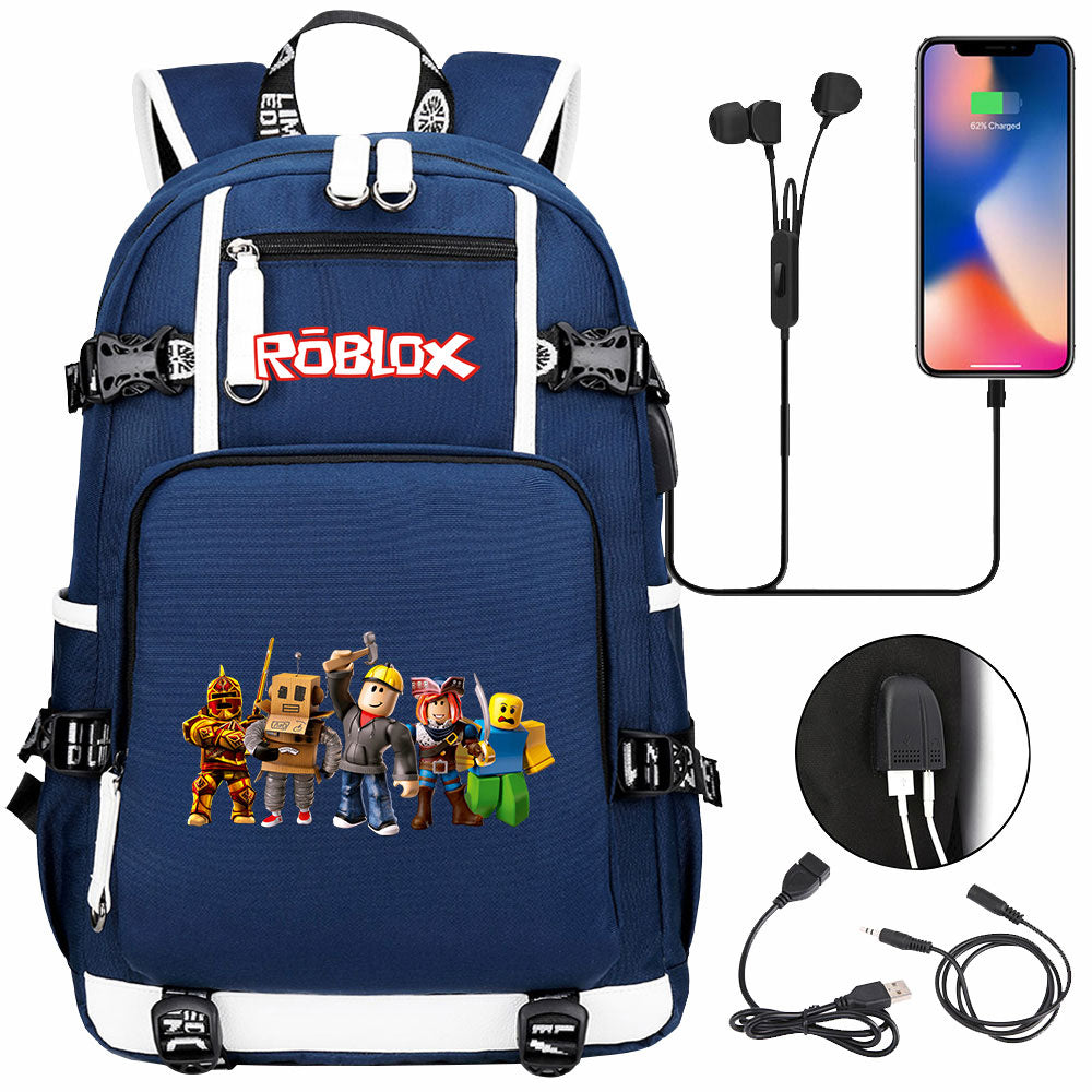 Roblox USB Charging Backpack School NoteBook Laptop Travel Bags
