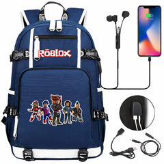 Roblox USB Charging Backpack School NoteBook Laptop Travel Bags