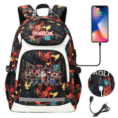 Roblox USB Charging Backpack School NoteBook Laptop Travel Bags
