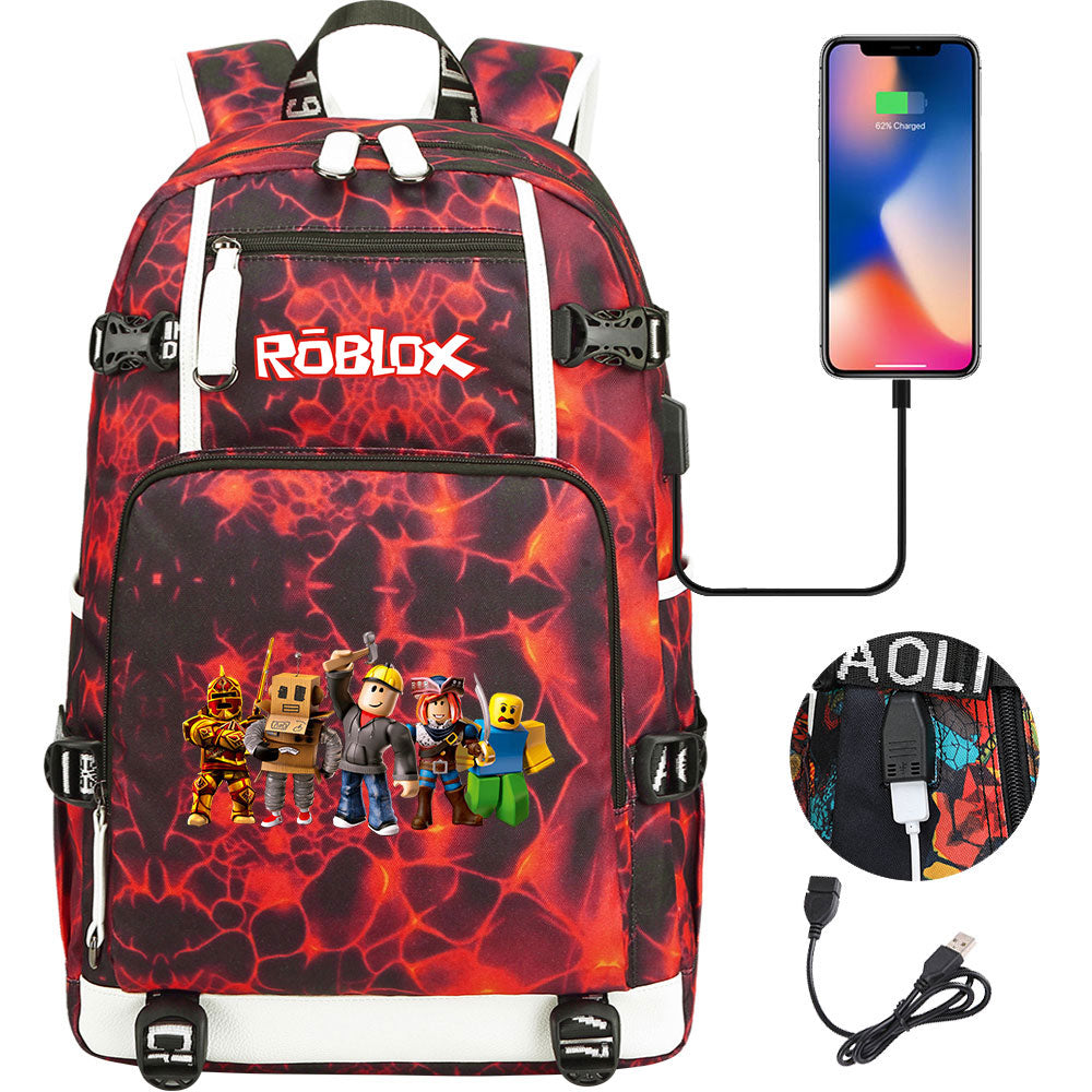Roblox USB Charging Backpack School NoteBook Laptop Travel Bags