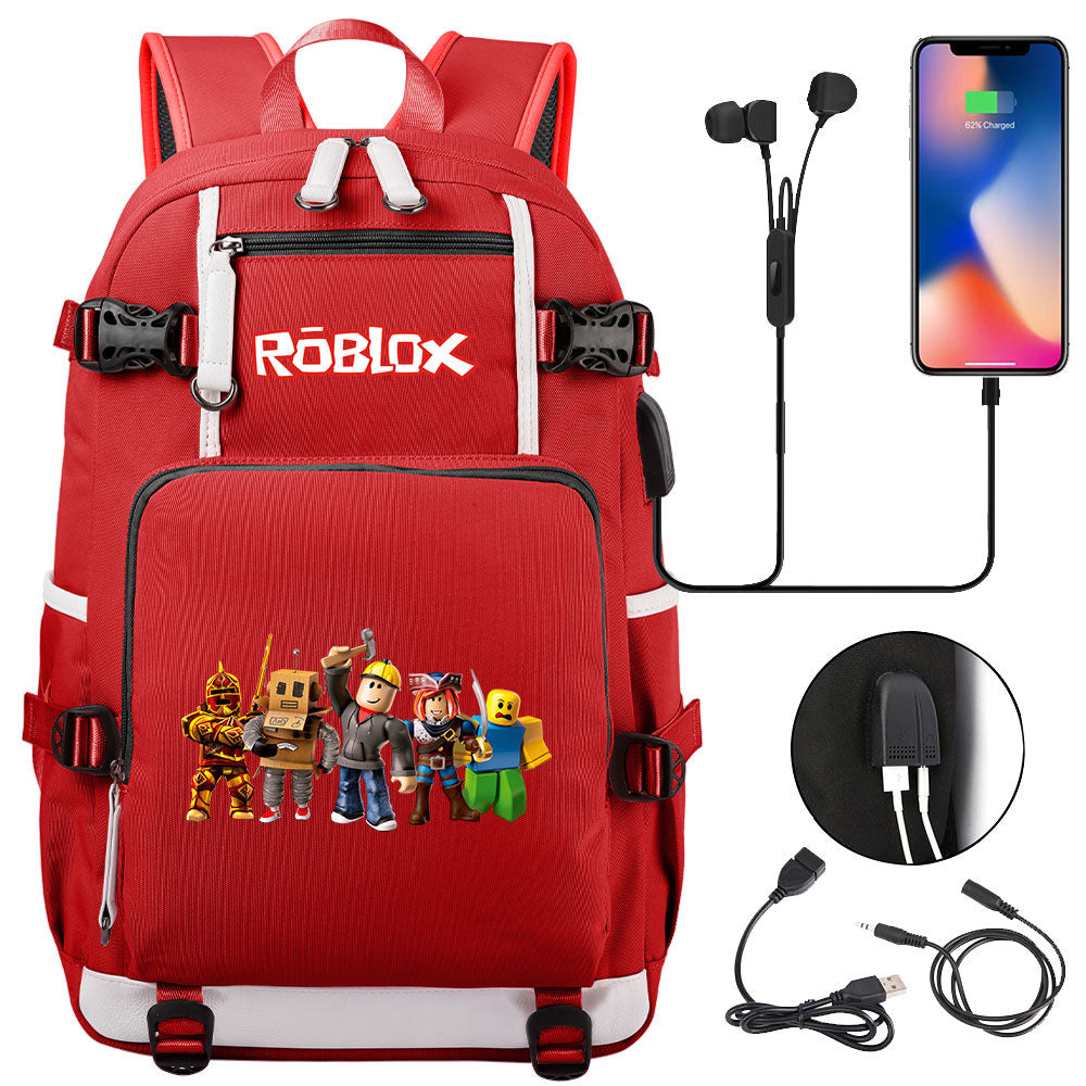 Roblox USB Charging Backpack School NoteBook Laptop Travel Bags