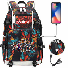 Roblox USB Charging Backpack School NoteBook Laptop Travel Bags