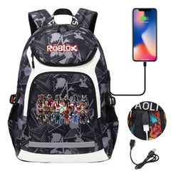 Roblox USB Charging Backpack School NoteBook Laptop Travel Bags
