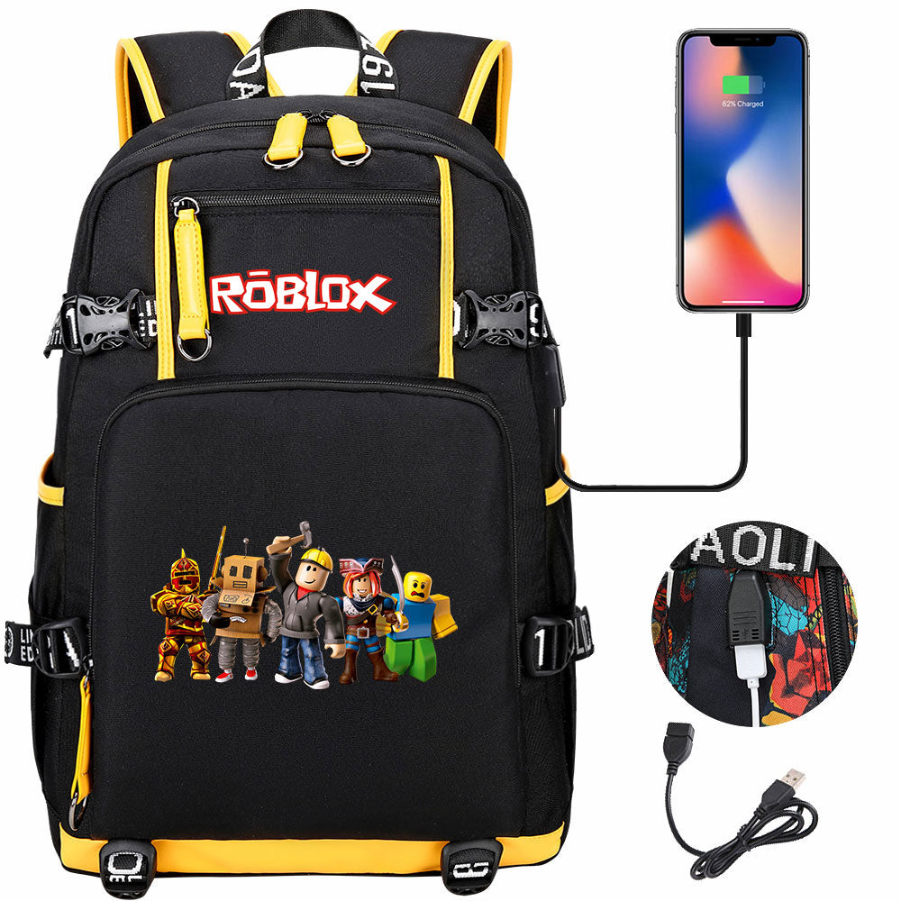 Roblox USB Charging Backpack School NoteBook Laptop Travel Bags
