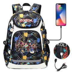 Roblox USB Charging Backpack School NoteBook Laptop Travel Bags