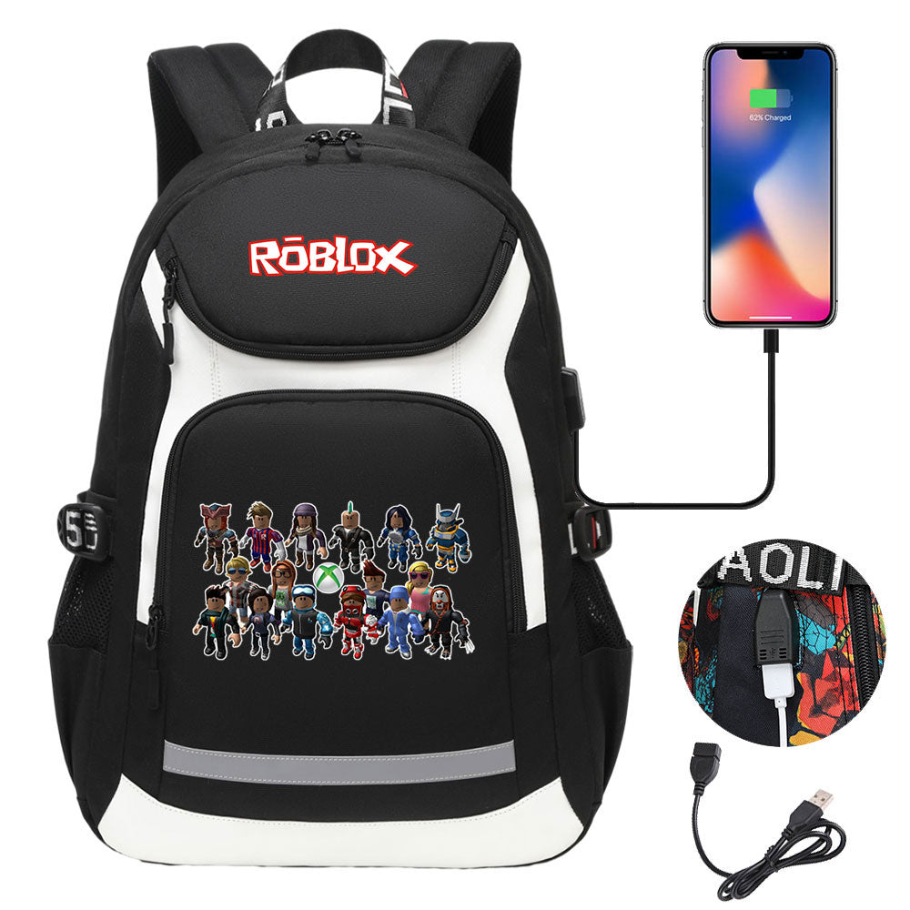Roblox USB Charging Backpack School NoteBook Laptop Travel Bags