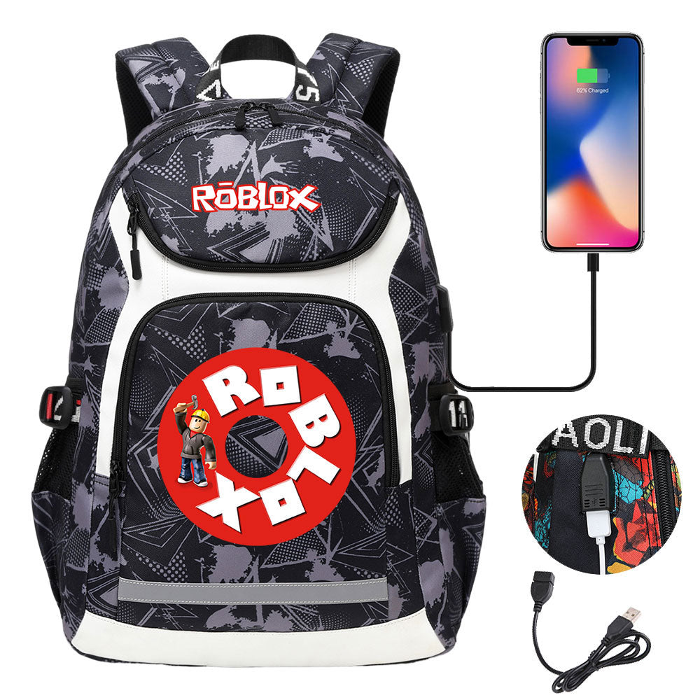 Roblox USB Charging Backpack School NoteBook Laptop Travel Bags