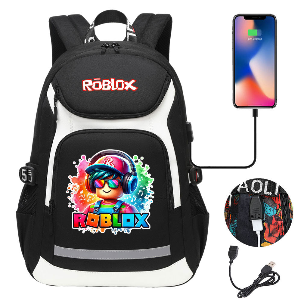 Roblox Game USB Charging Backpack School NoteBook Laptop Travel Bags