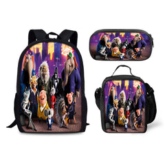 Sing Movie Schoolbag Backpack Lunch Bag Pencil Case 3pcs Set Gift for Kids Students