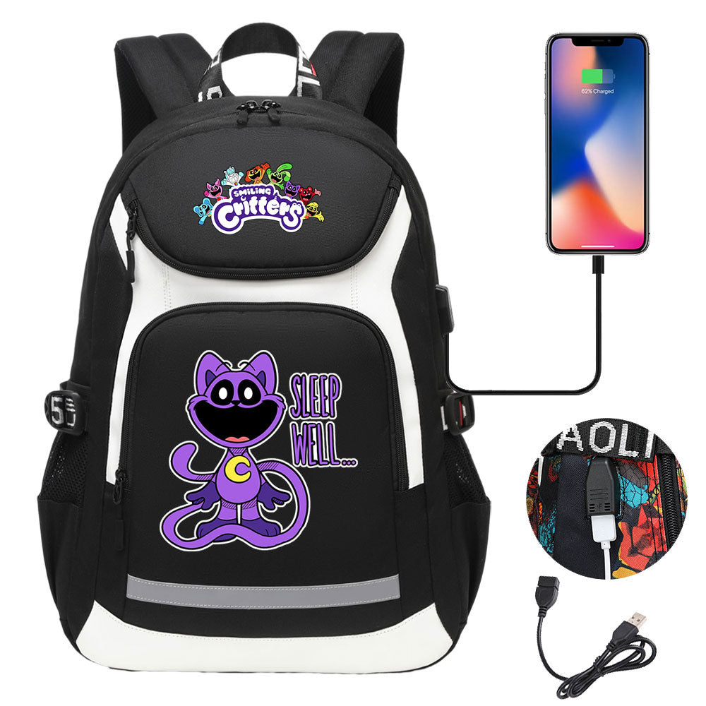 Smiling Critters USB Charging Backpack School NoteBook Laptop Travel Bags