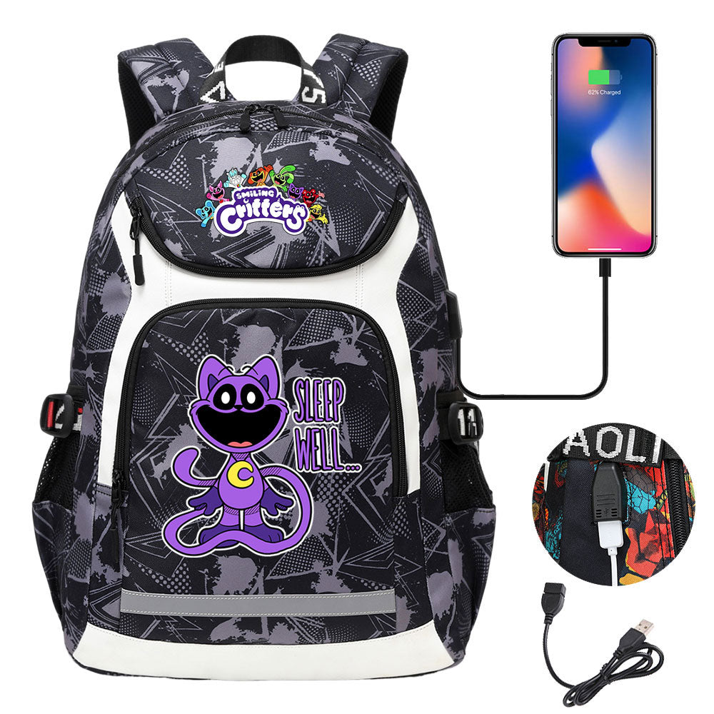 Smiling Critters USB Charging Backpack School NoteBook Laptop Travel Bags