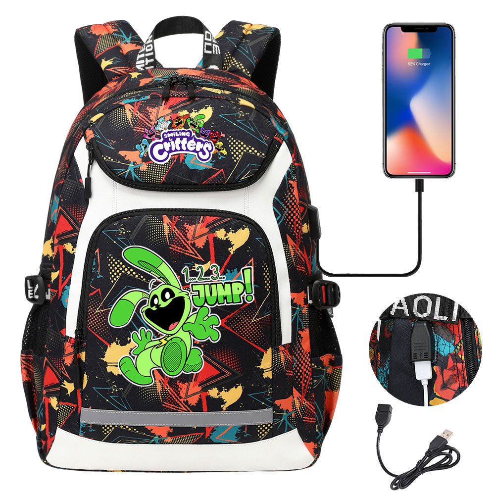 Smiling Critters USB Charging Backpack School NoteBook Laptop Travel Bags