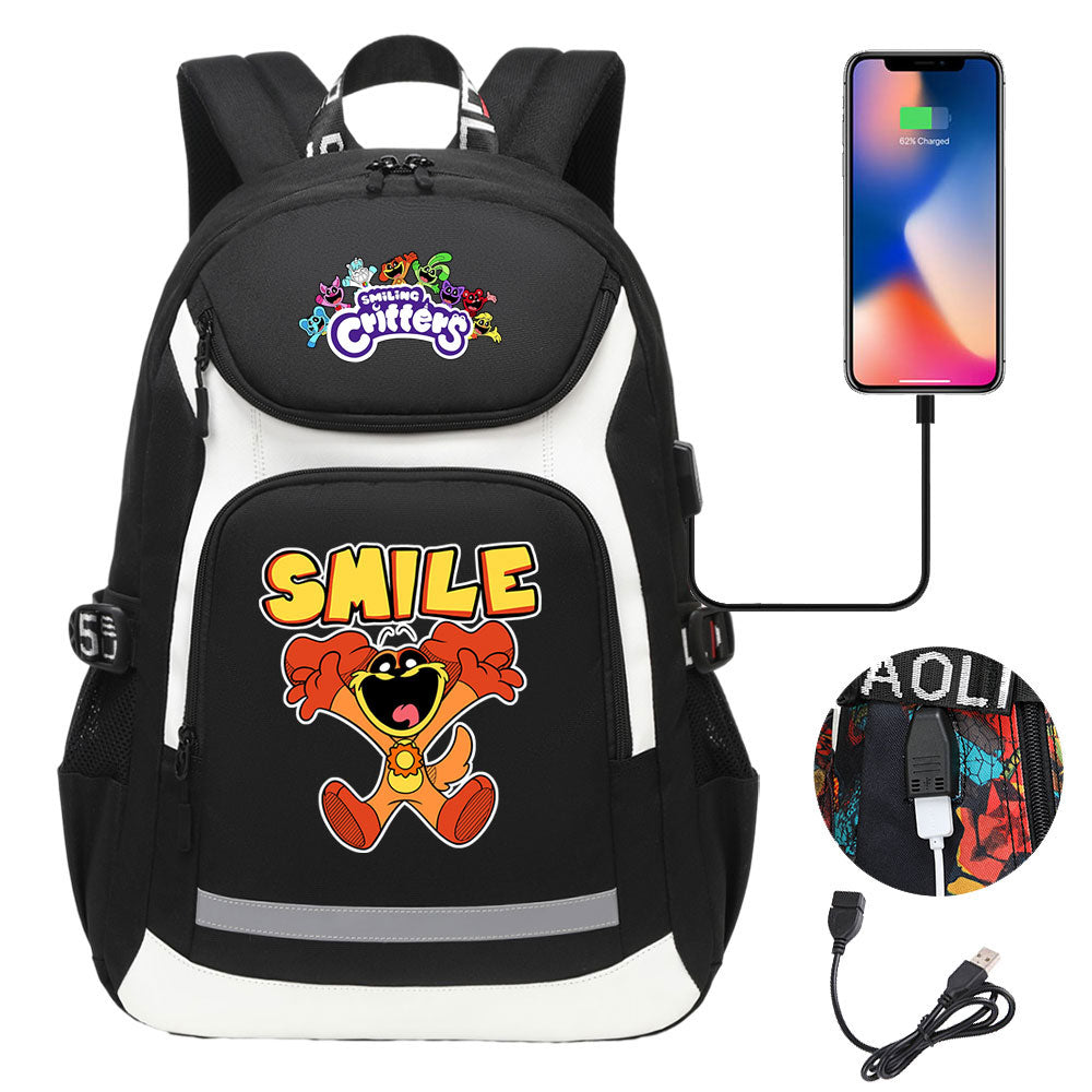 Smiling Critters USB Charging Backpack School NoteBook Laptop Travel Bags