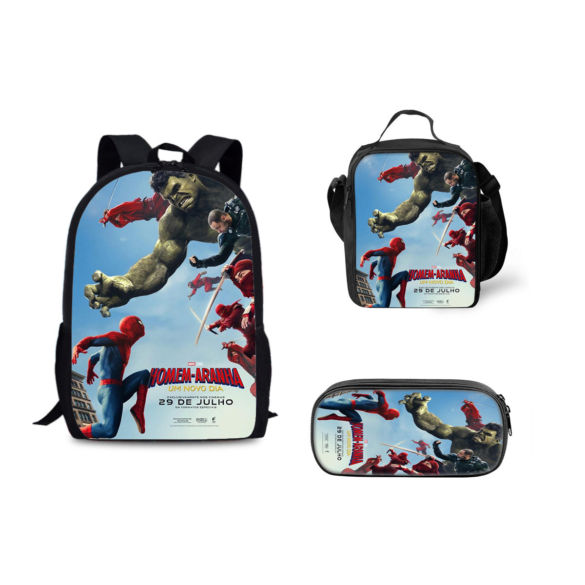 Spider Man Brand New Day Schoolbag Backpack Lunch Bag Pencil Case 3pcs Set Gift for Kids Students