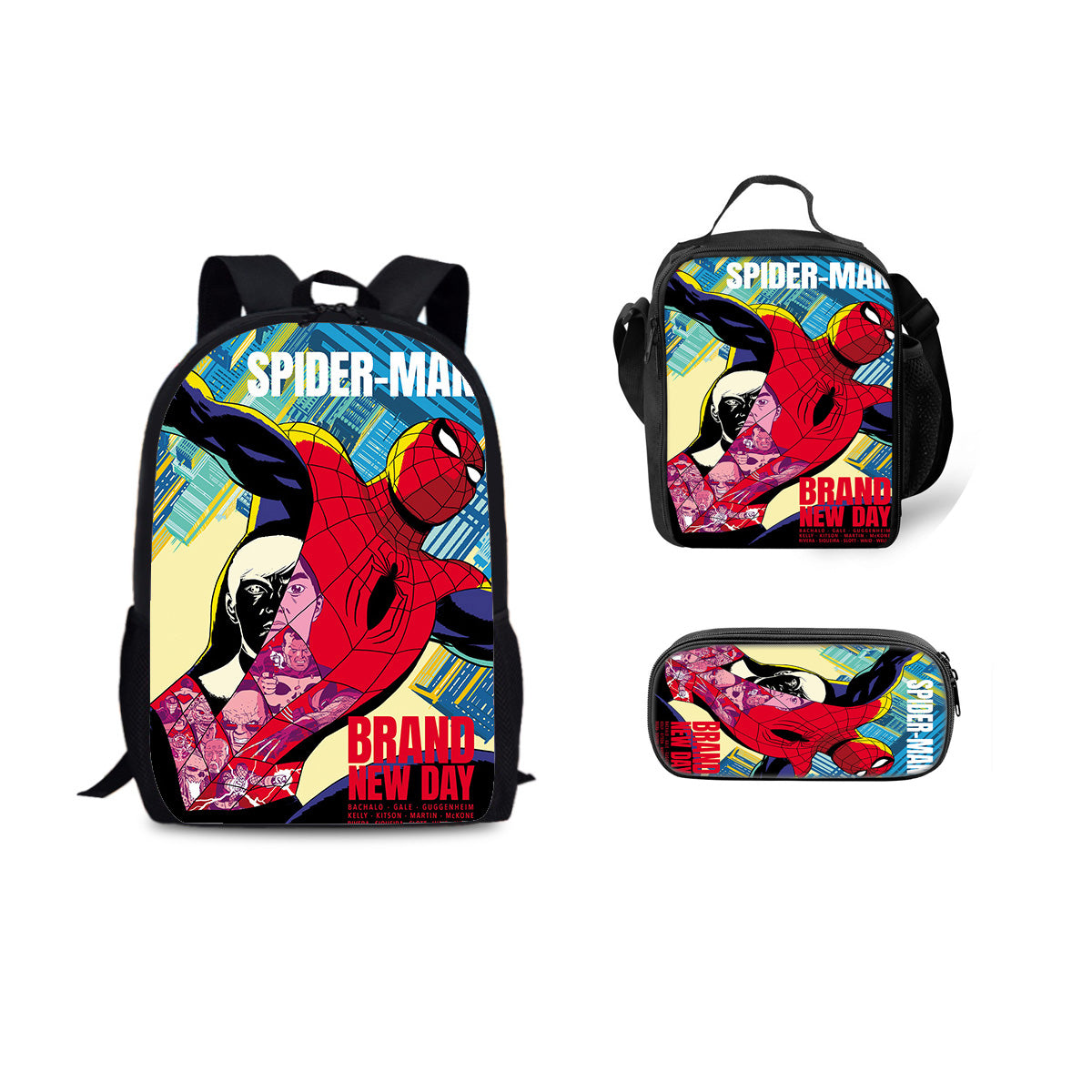 Spider Man Brand New Day Schoolbag Backpack Lunch Bag Pencil Case 3pcs Set Gift for Kids Students