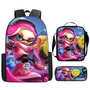 Splatoon Schoolbag Backpack Lunch Bag Pencil Case 3pcs Set Gift for Kids Students