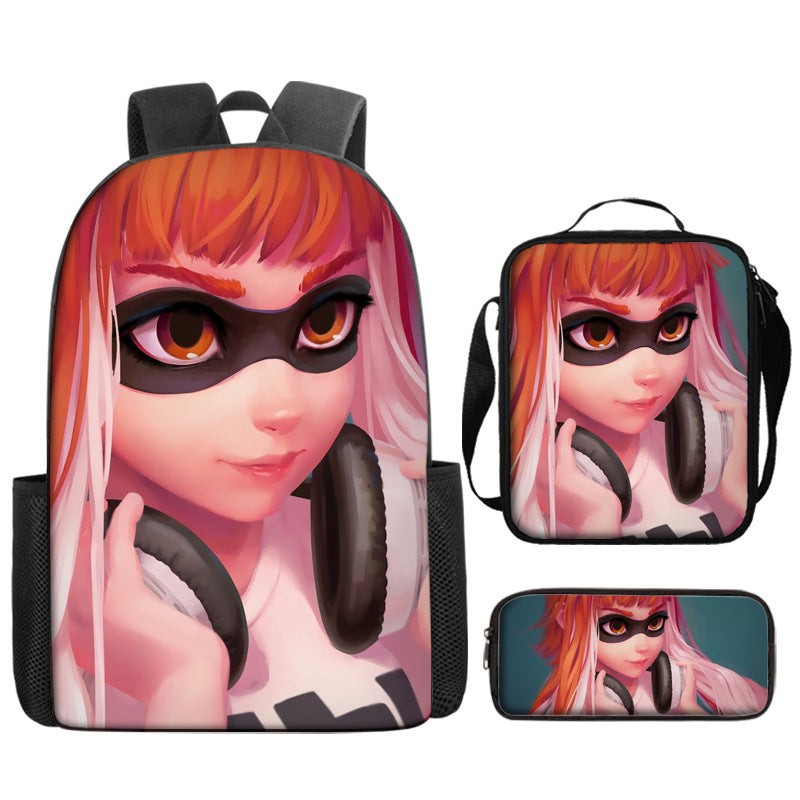 Splatoon Schoolbag Backpack Lunch Bag Pencil Case 3pcs Set Gift for Kids Students