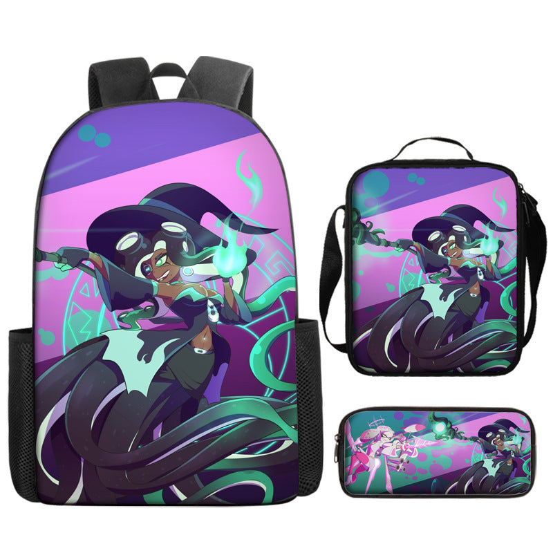 Splatoon Schoolbag Backpack Lunch Bag Pencil Case 3pcs Set Gift for Kids Students