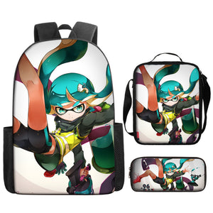 Splatoon Schoolbag Backpack Lunch Bag Pencil Case 3pcs Set Gift for Kids Students