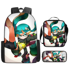 Splatoon Schoolbag Backpack Lunch Bag Pencil Case 3pcs Set Gift for Kids Students