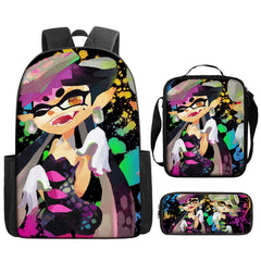 Splatoon Schoolbag Backpack Lunch Bag Pencil Case 3pcs Set Gift for Kids Students