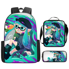 Splatoon Schoolbag Backpack Lunch Bag Pencil Case 3pcs Set Gift for Kids Students