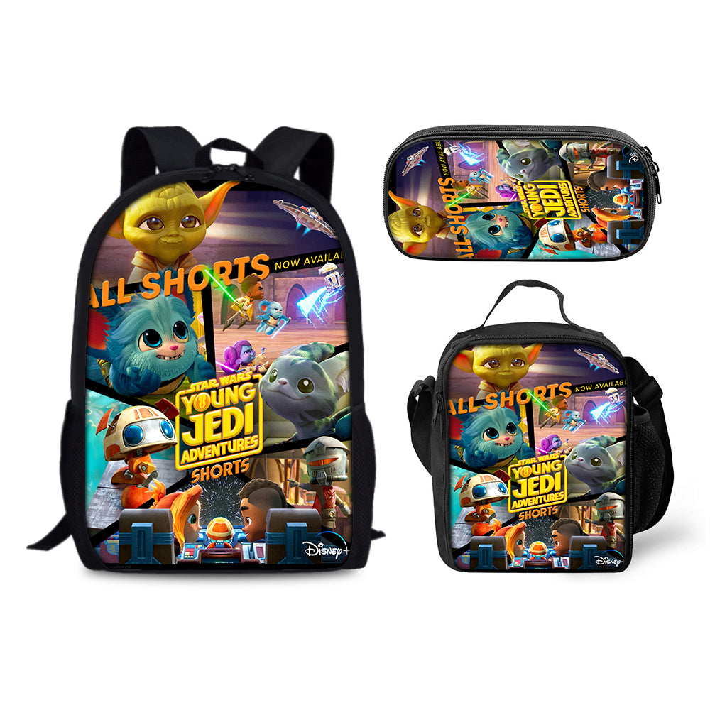 Star Wars Young Jedi Adventures Schoolbag Backpack Lunch Bag Pencil Case 3pcs Set Gift for Kids Students