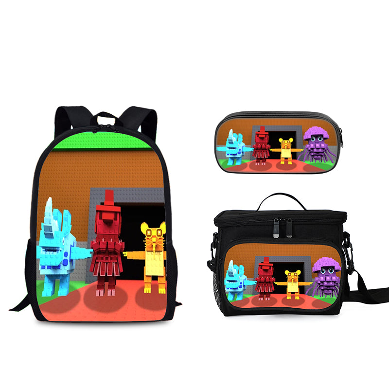 Steal n Catch the Brainrot Schoolbag Backpack Lunch Tote Pencil Case 3pcs Set Gift for Kids Students