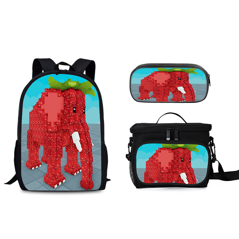 Steal n Catch the Brainrot Schoolbag Backpack Lunch Tote Pencil Case 3pcs Set Gift for Kids Students