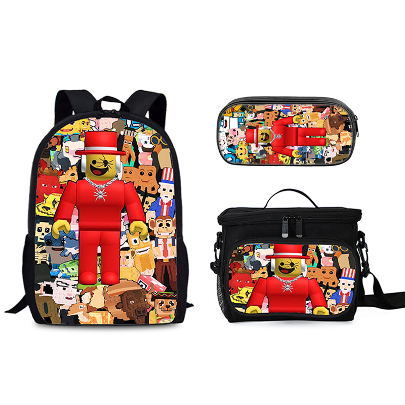 Steal n Catch the Brainrot Schoolbag Backpack Lunch Tote Pencil Case 3pcs Set Gift for Kids Students