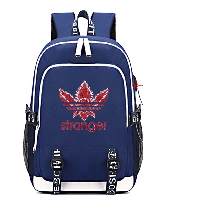 Stranger Things Eleven USB Charging Backpack School Note Book Laptop Travel Bags