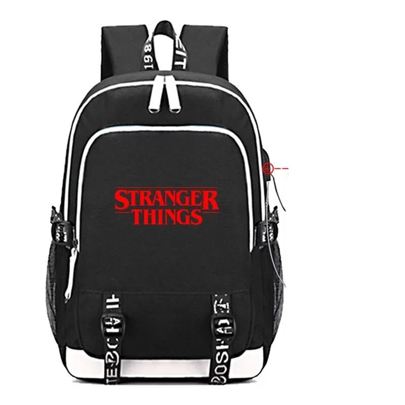 Stranger Things Eleven USB Charging Backpack School Note Book Laptop Travel Bags