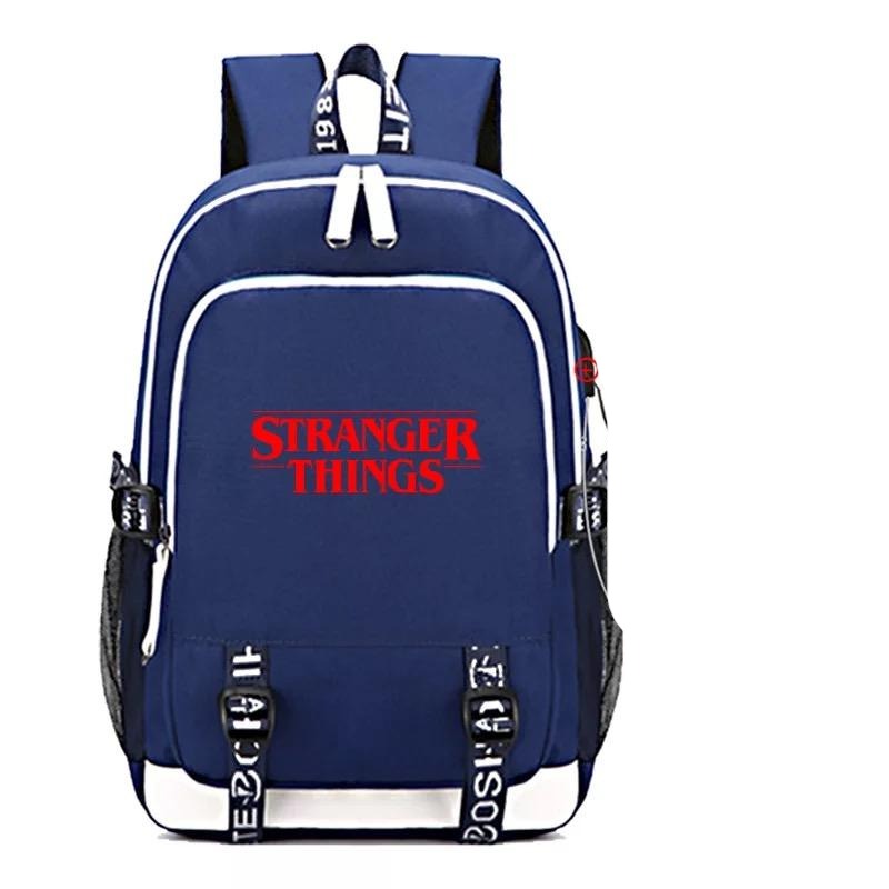 Stranger Things Eleven USB Charging Backpack School Note Book Laptop Travel Bags