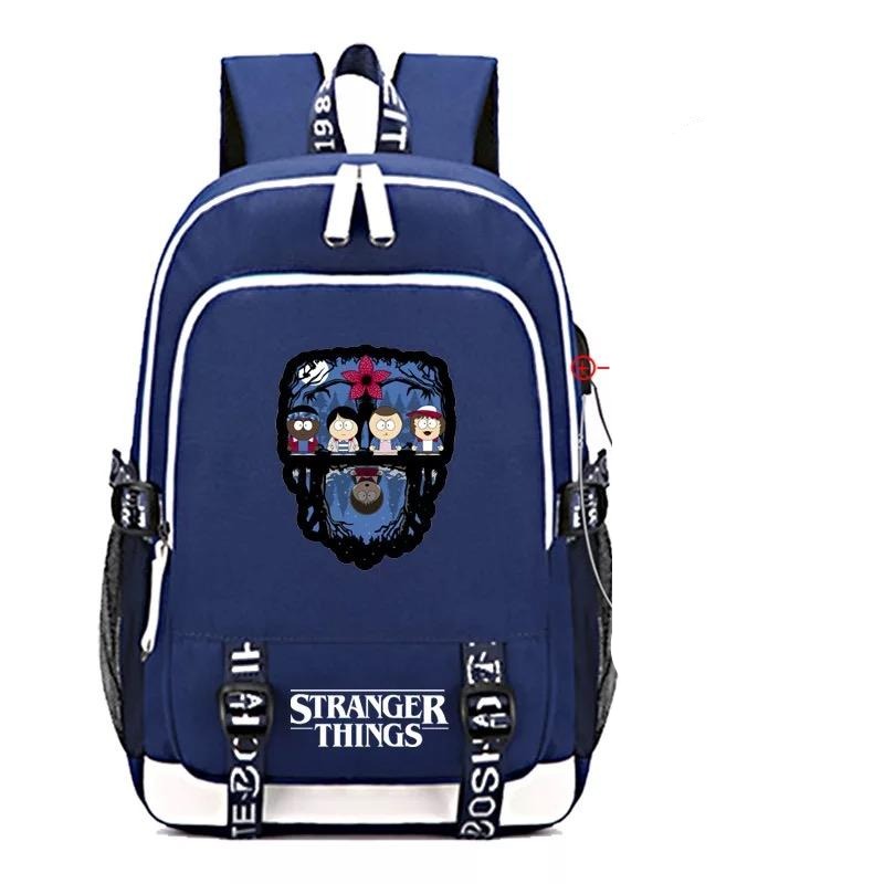 Stranger Things Eleven USB Charging Backpack School Note Book Laptop Travel Bags