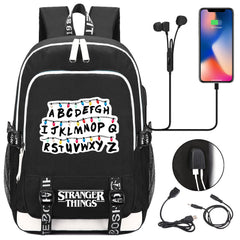 Strangers Things USB Charging Backpack School Note Book Laptop Travel Bags