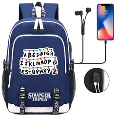 Strangers Things USB Charging Backpack School Note Book Laptop Travel Bags