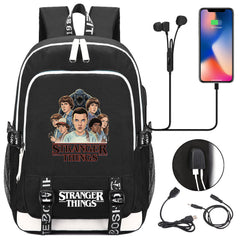 Strangers Things Hellfire Club USB Charging Backpack School Note Book Laptop Travel Bags