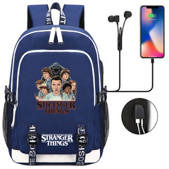 Strangers Things Hellfire Club USB Charging Backpack School Note Book Laptop Travel Bags