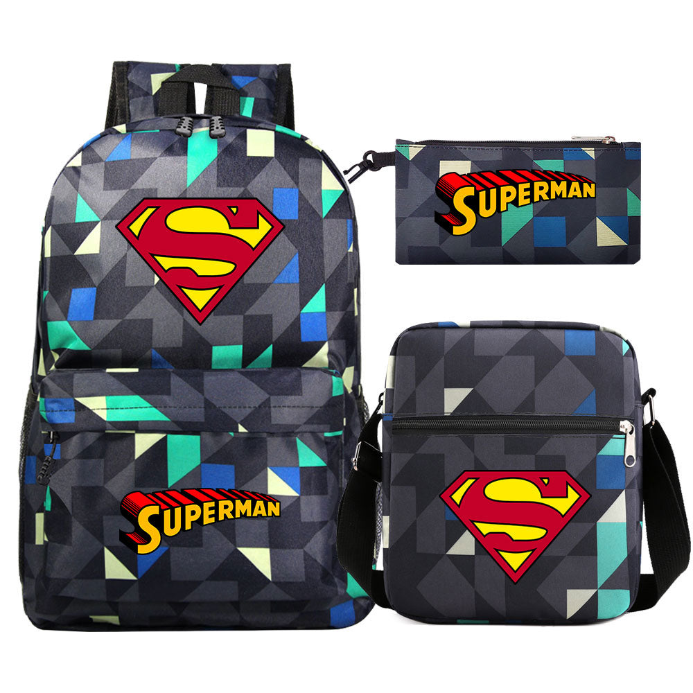 Superman Superhero SchoolBag Backpack Shoulder Bag Book Pencil Bags  3pcs Set