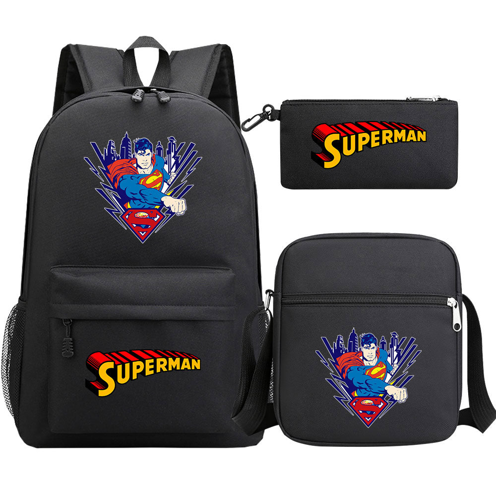 Superman Superhero SchoolBag Backpack Shoulder Bag Book Pencil Bags  3pcs Set