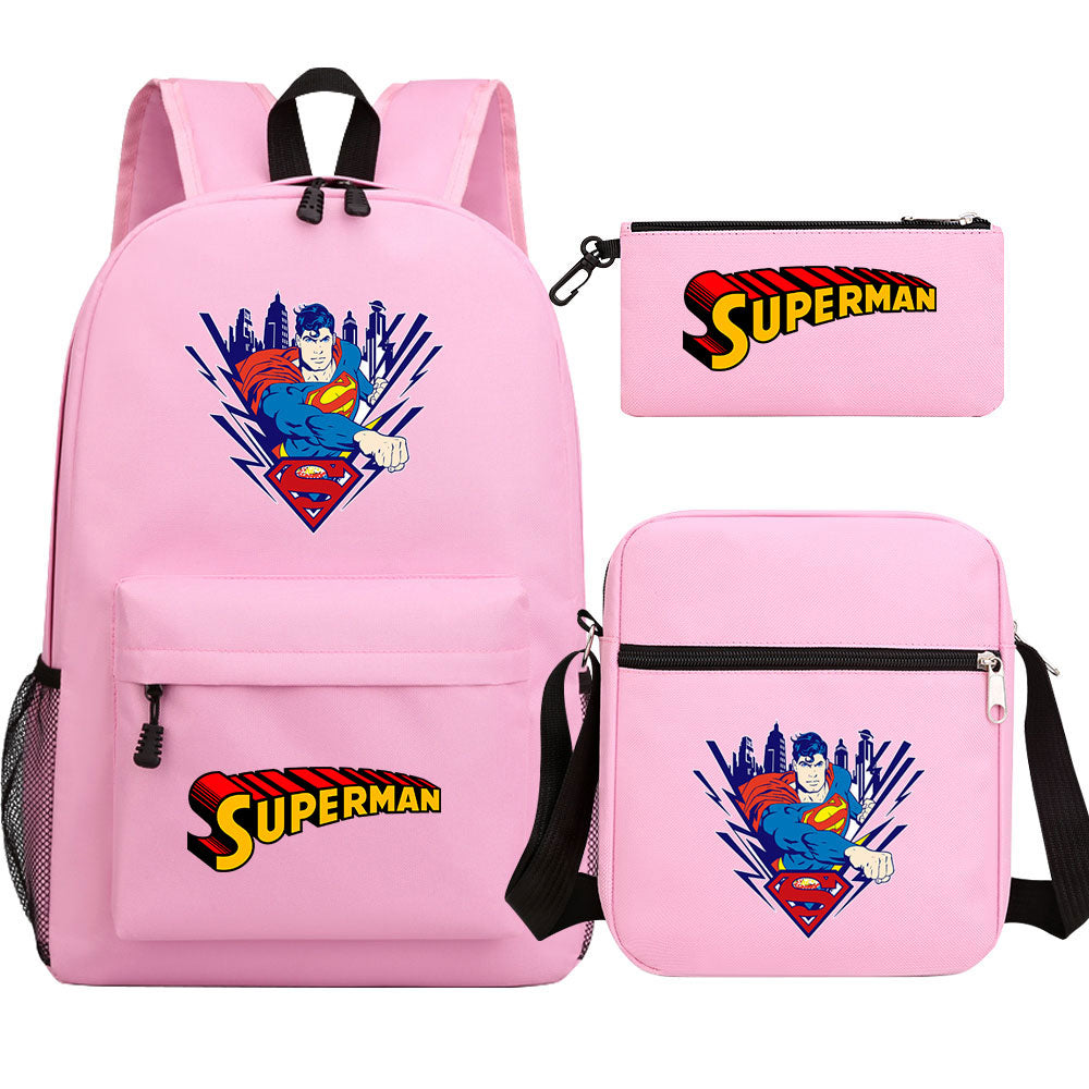 Superman Superhero SchoolBag Backpack Shoulder Bag Book Pencil Bags  3pcs Set