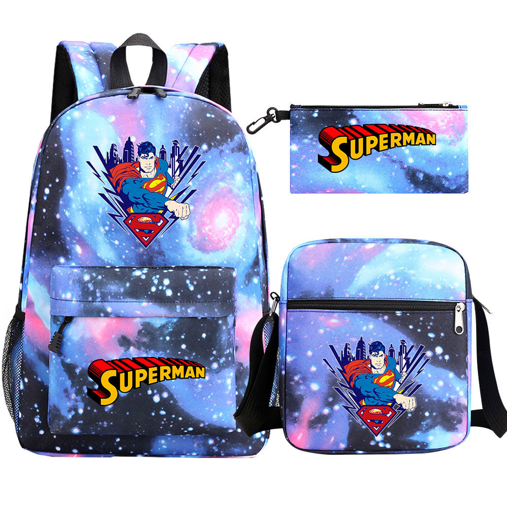 Superman Superhero SchoolBag Backpack Shoulder Bag Book Pencil Bags  3pcs Set
