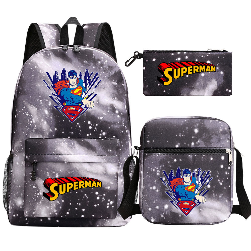 Superman Superhero SchoolBag Backpack Shoulder Bag Book Pencil Bags  3pcs Set