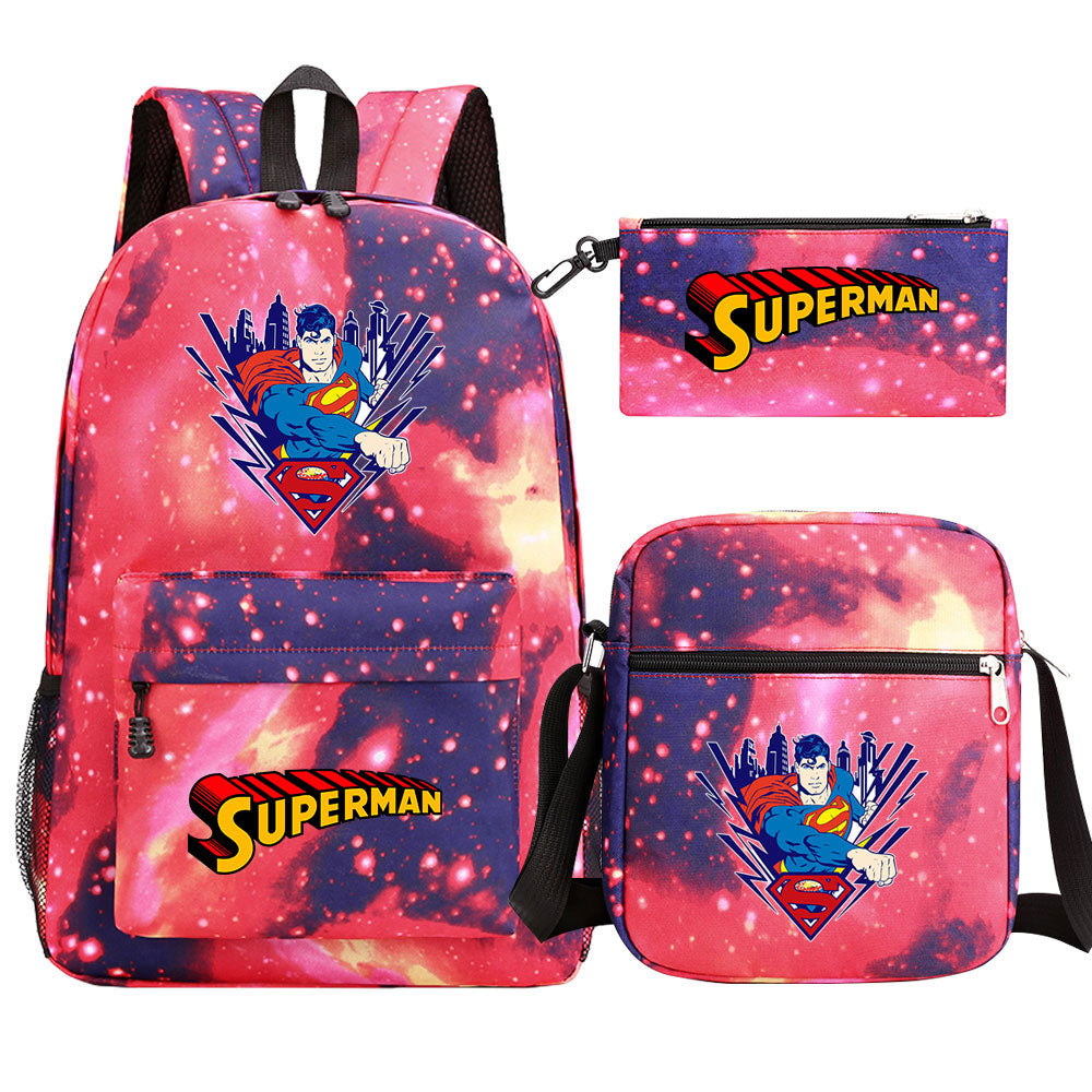 Superman Superhero SchoolBag Backpack Shoulder Bag Book Pencil Bags  3pcs Set