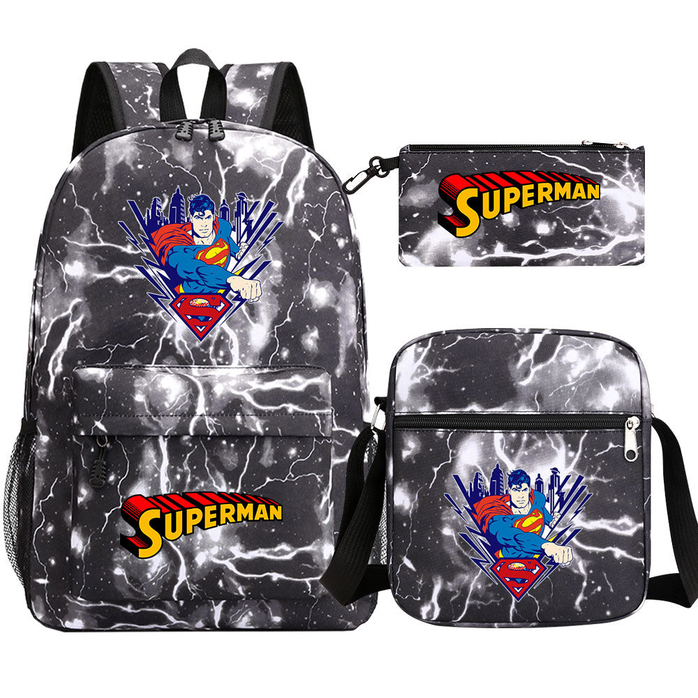 Superman Superhero SchoolBag Backpack Shoulder Bag Book Pencil Bags  3pcs Set