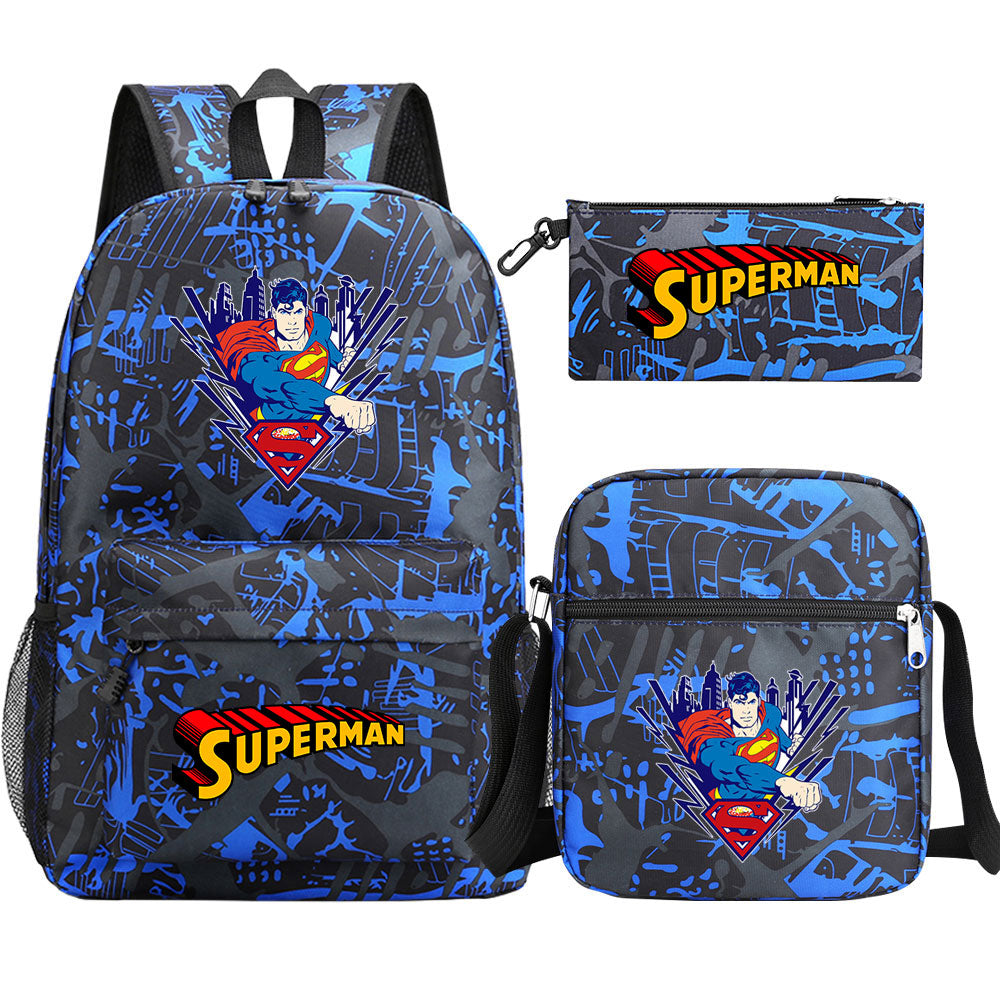Superman Superhero SchoolBag Backpack Shoulder Bag Book Pencil Bags  3pcs Set