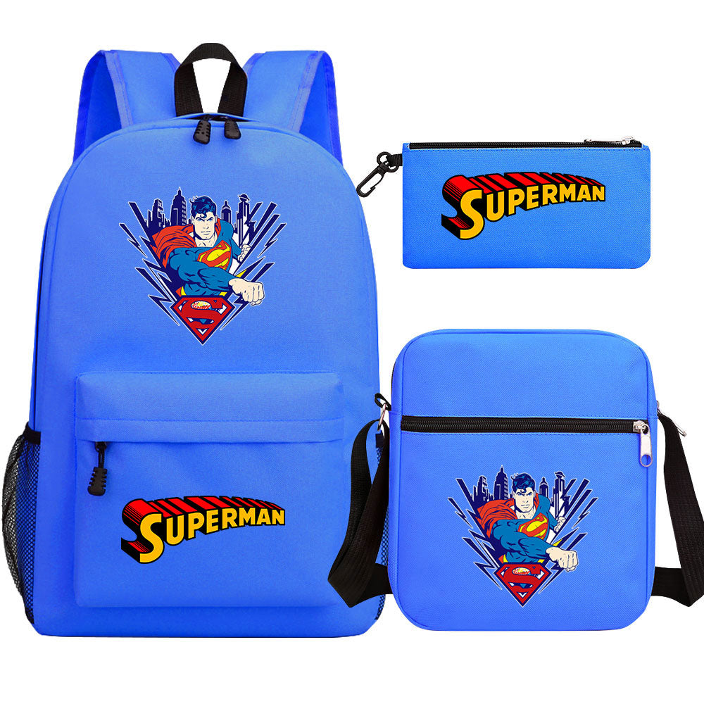 Superman Superhero SchoolBag Backpack Shoulder Bag Book Pencil Bags  3pcs Set