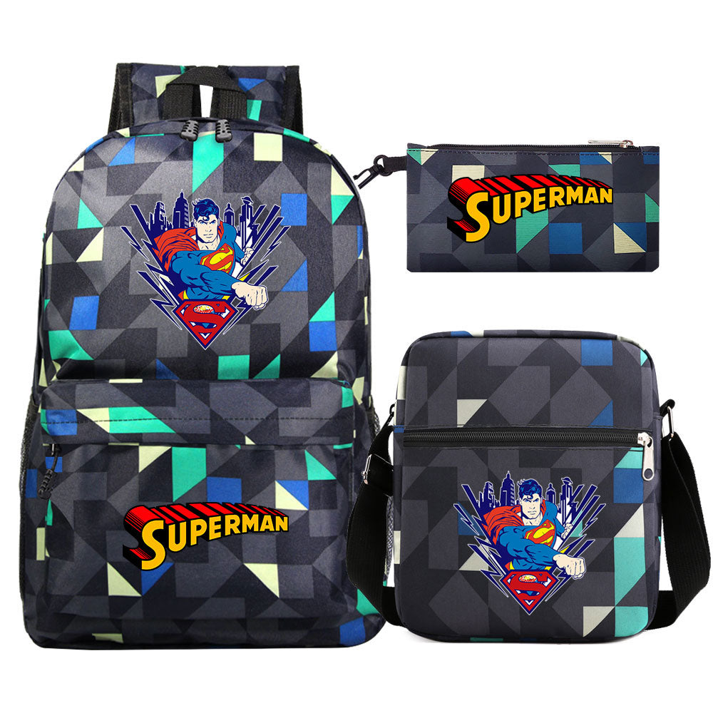 Superman Superhero SchoolBag Backpack Shoulder Bag Book Pencil Bags  3pcs Set