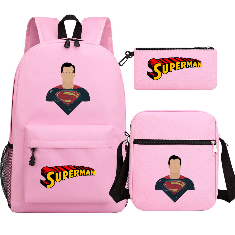 Superman Superhero SchoolBag Backpack Shoulder Bag Book Pencil Bags  3pcs Set