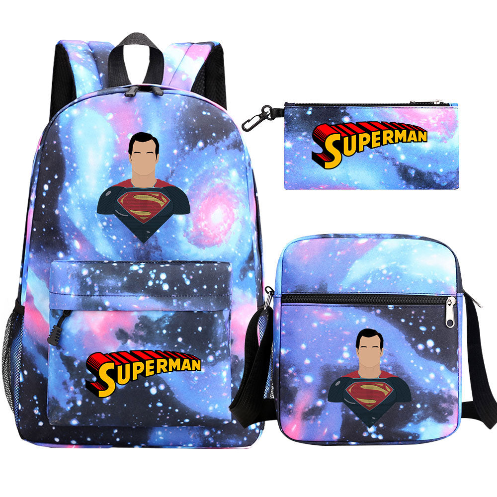 Superman Superhero SchoolBag Backpack Shoulder Bag Book Pencil Bags  3pcs Set